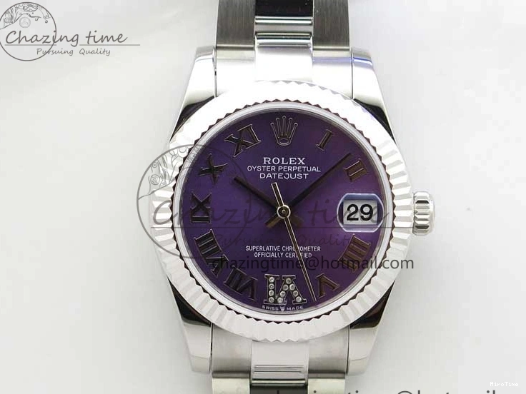 MiroTime 0429 Datejust 31mm 278271 SS BP Maker Best Edition Purple Roman Dial on Oyster Bracelet Modern 2752